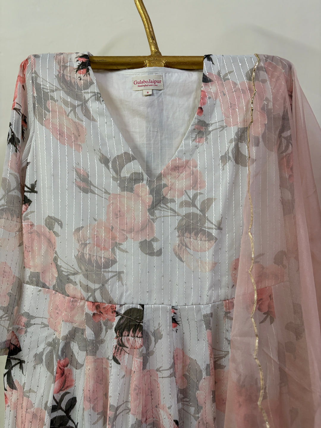 WHITE TAARI ANARKALI SET Gulabo Jaipur