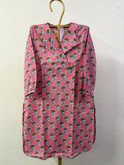 PINK GREEN FLOWER KURTA 1