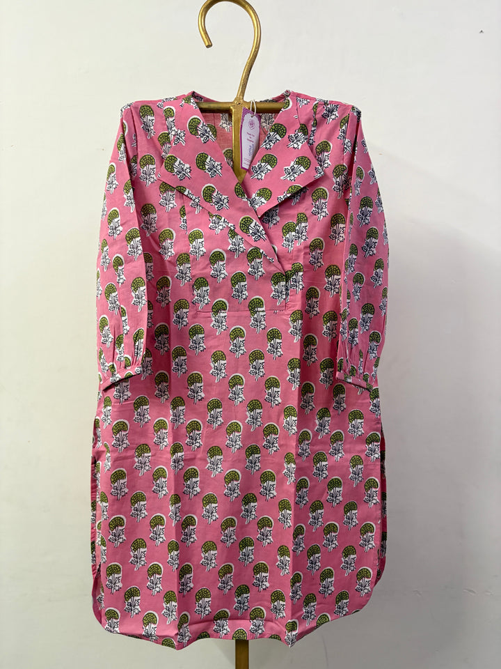 PINK GREEN FLOWER KURTA