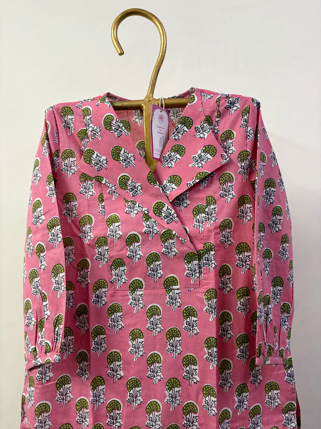 PINK GREEN FLOWER KURTA