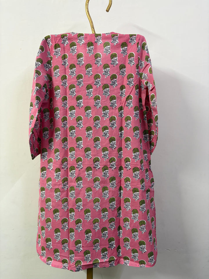 PINK GREEN FLOWER KURTA