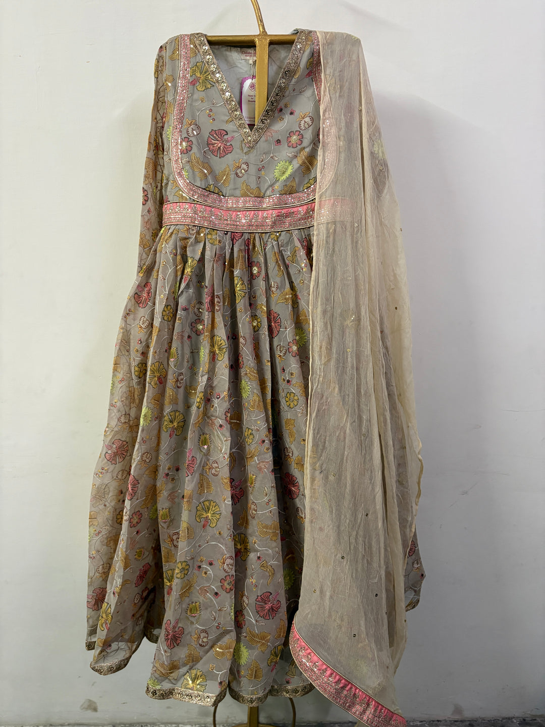 ORGANZA GREY JAAL GOWN Gulabo Jaipur