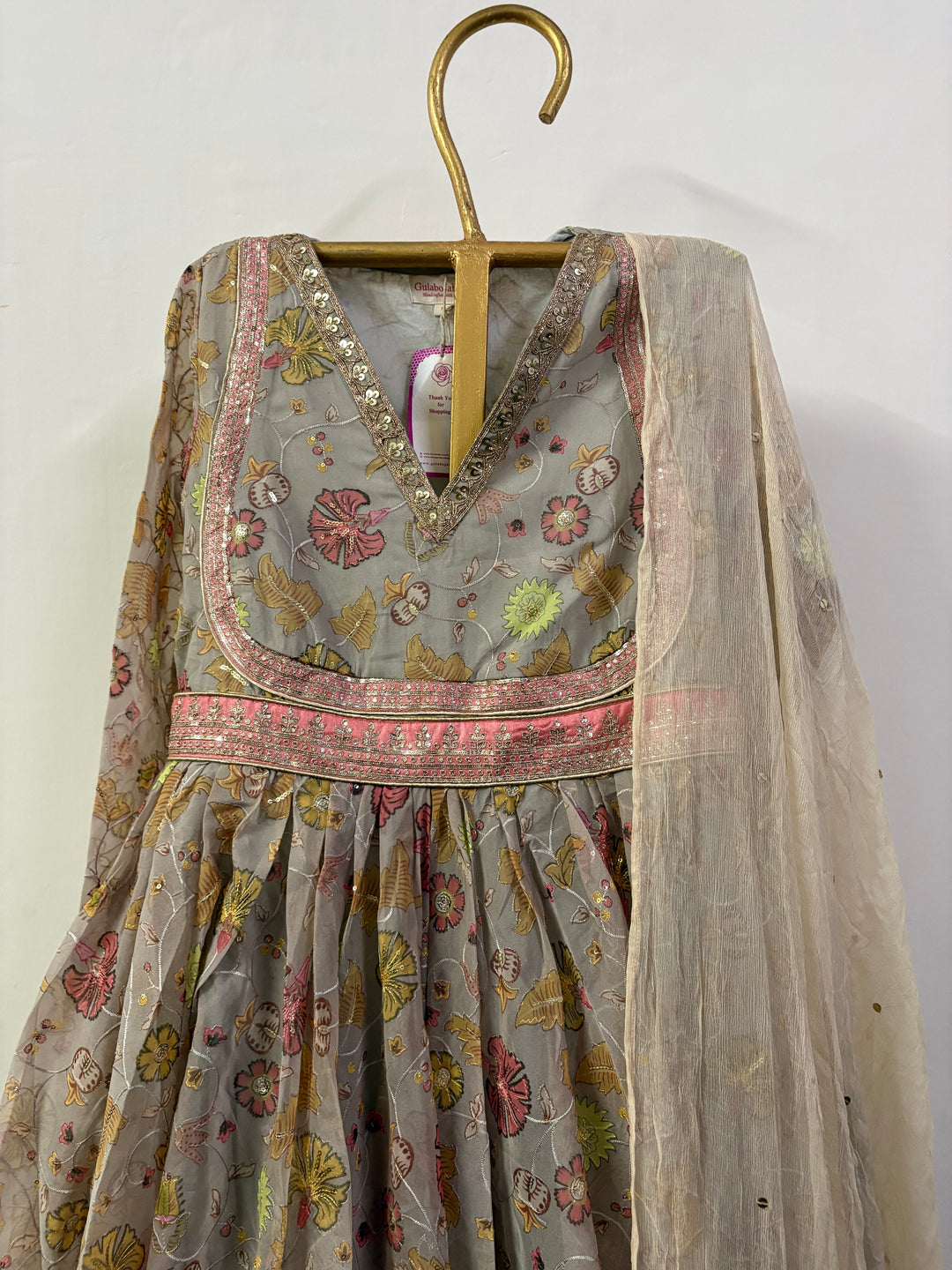 ORGANZA GREY JAAL GOWN Gulabo Jaipur