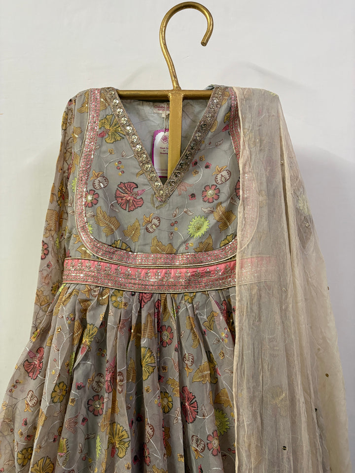 ORGANZA GREY JAAL GOWN Gulabo Jaipur