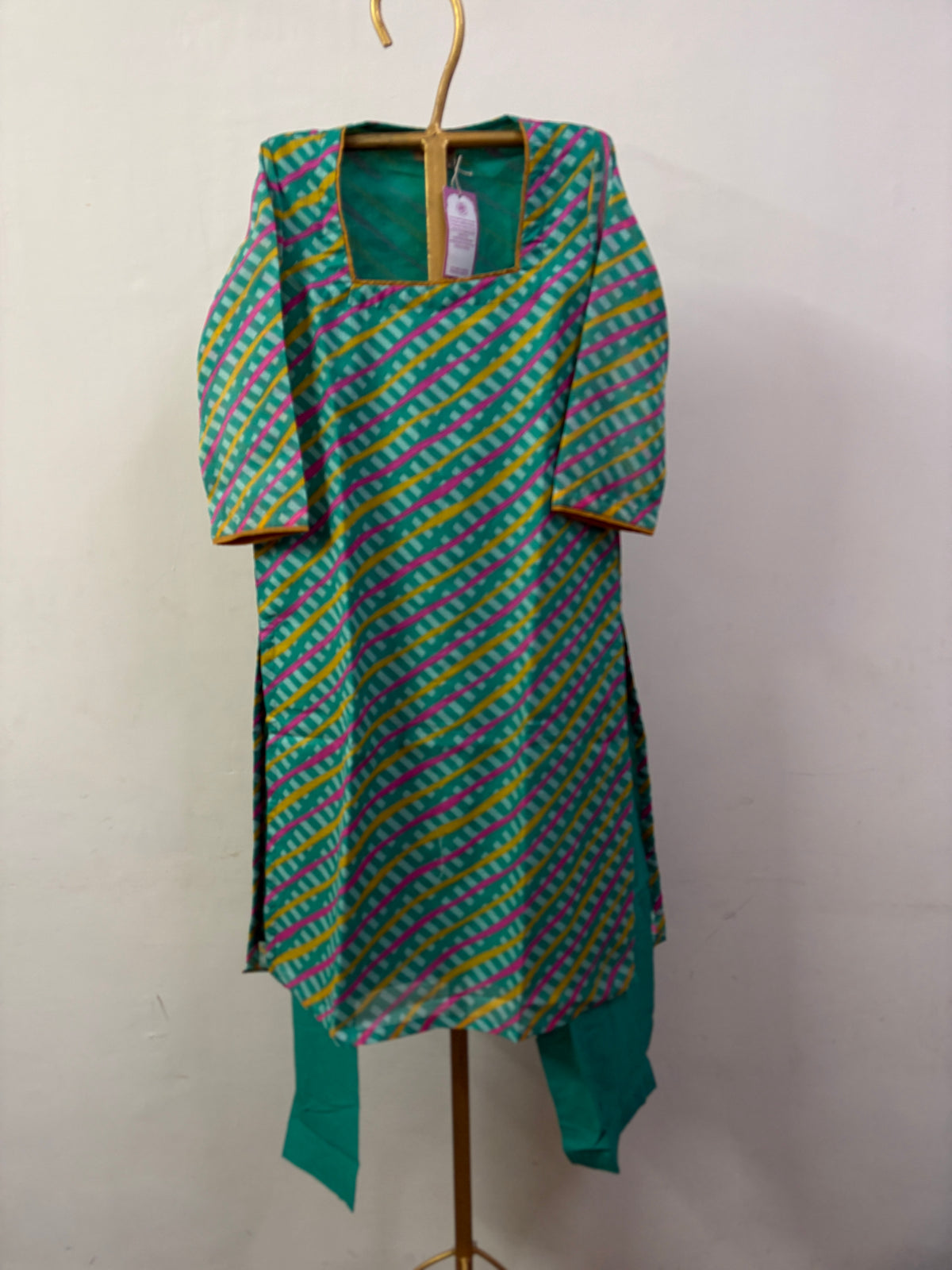 LEHERIYA GREEN KURTA SET