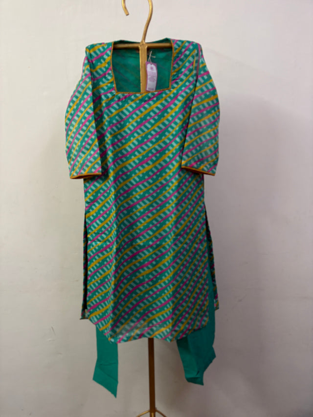 LEHERIYA GREEN KURTA SET