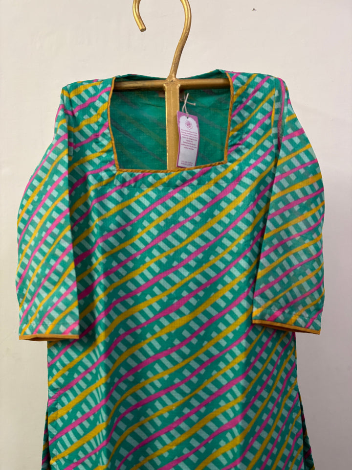 LEHERIYA GREEN KURTA SET