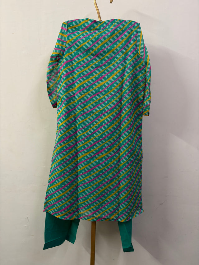 LEHERIYA GREEN KURTA SET