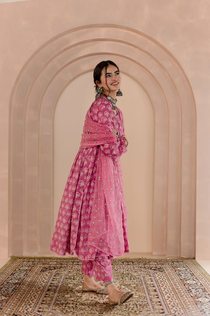 Georgette Embroidered Designer Sharara Suit, Dark Pink at Rs 2195/piece in  Surat