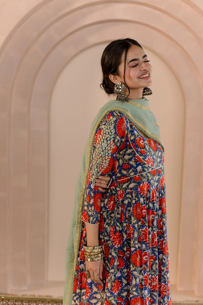 Shubha  Blue Anarkali Set