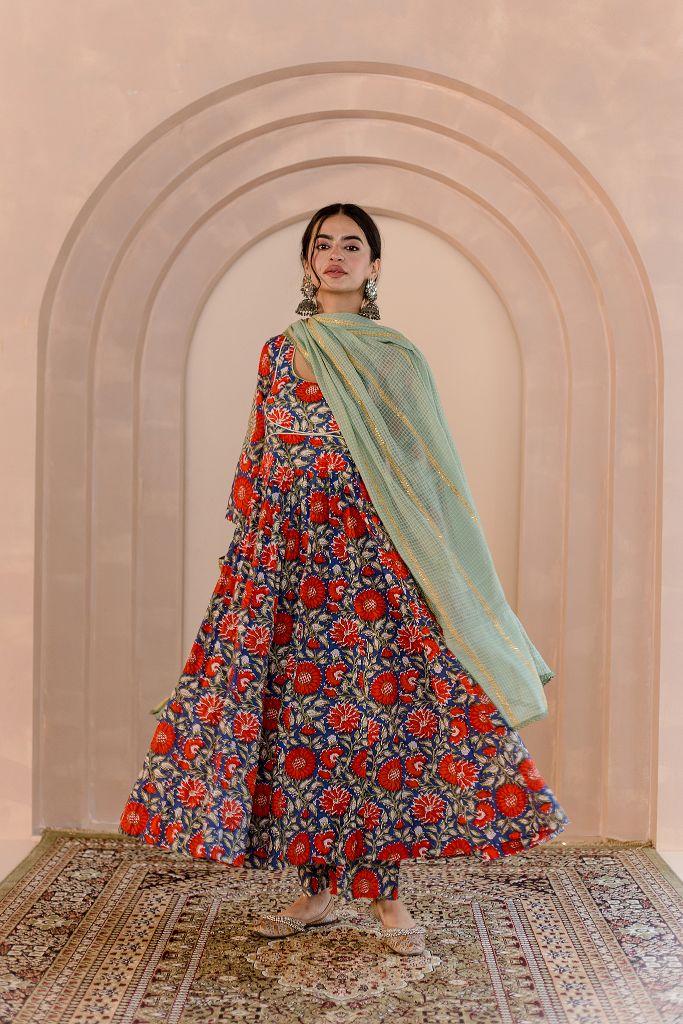 Shubha  Blue Anarkali Set
