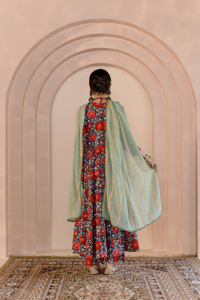 Shubha  Blue Anarkali Set