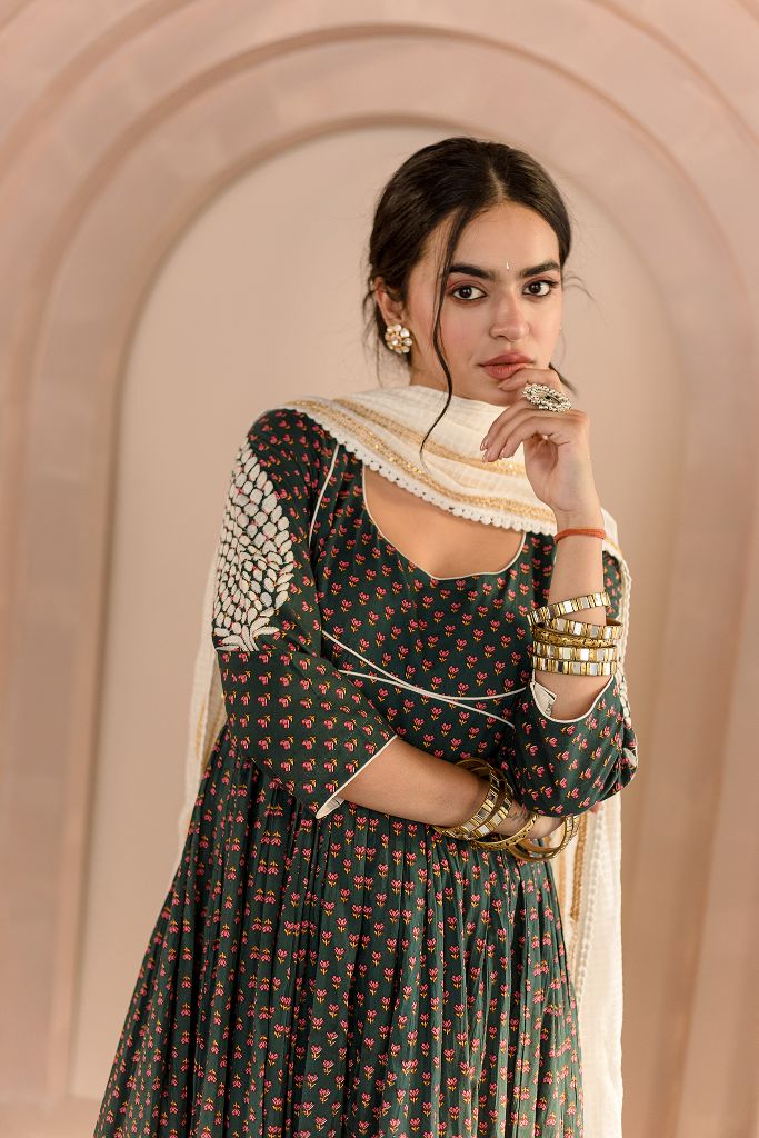 Shubha Emberald  Anarkali set