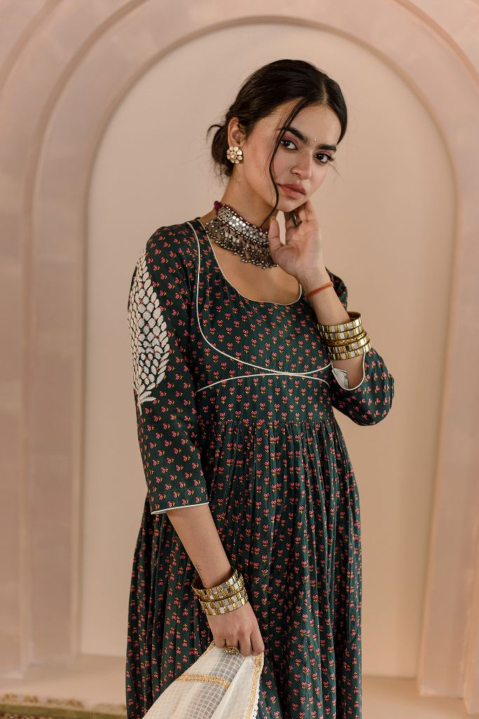 Shubha Emberald  Anarkali set