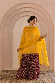 Embroidered Muslin Zeba Set With Sharara And Organza Dupatta Gulabo Jaipur