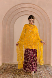 Embroidered Muslin Zeba Set With Sharara And Organza Dupatta Gulabo Jaipur