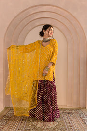 Embroidered Muslin Zeba Set With Sharara And Organza Dupatta Gulabo Jaipur