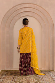 Embroidered Muslin Zeba Set With Sharara And Organza Dupatta Gulabo Jaipur