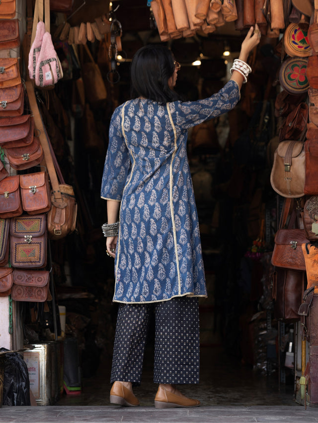 ROOP BLUE KURTA PANT SET