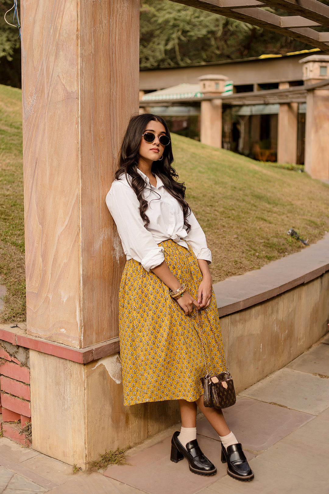 Betty Yellow Skirt Block Print With Intricate Designs