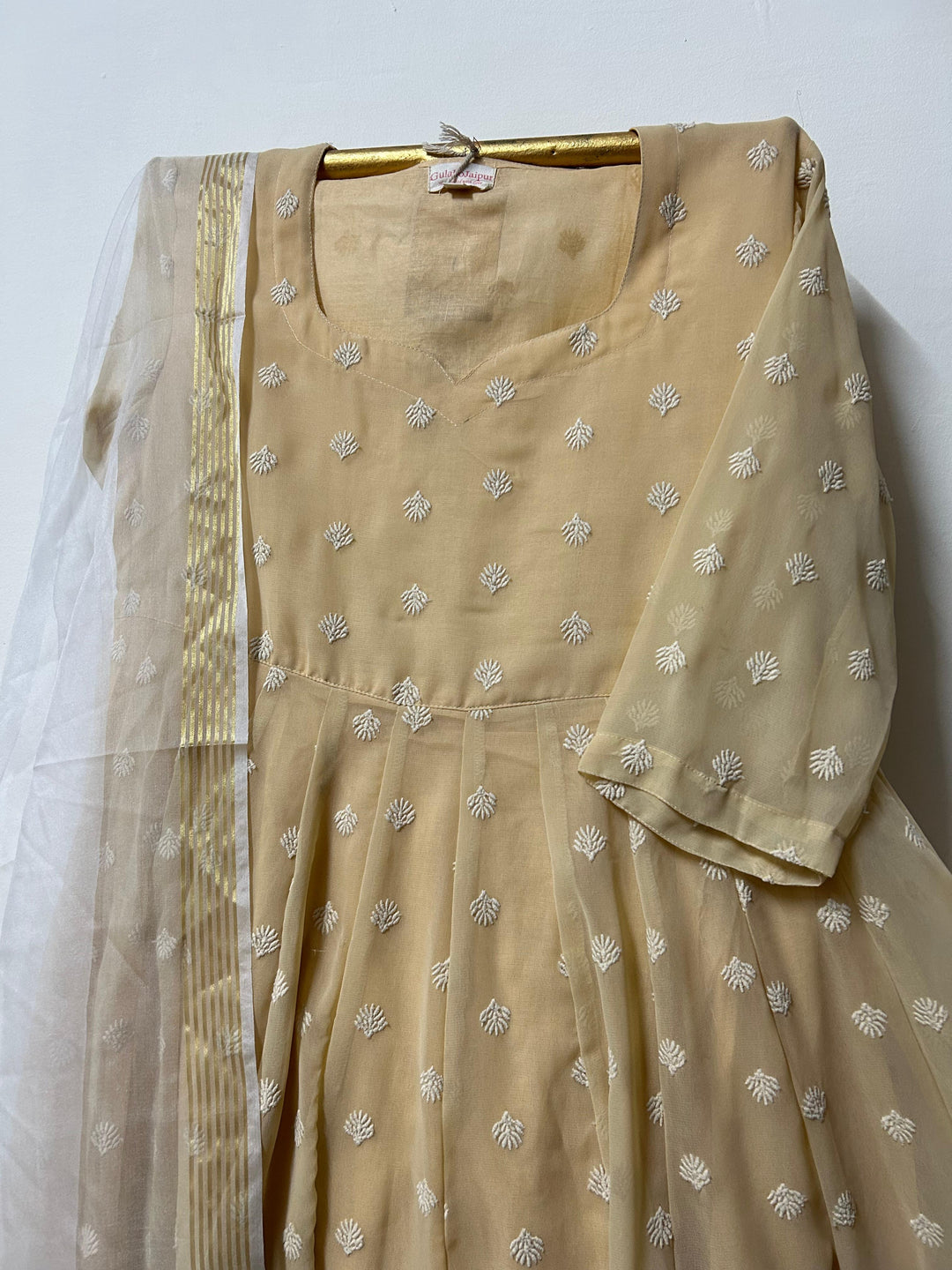 NAAZ BEIGE ANARKALI SET Gulabo Jaipur