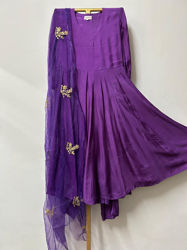 HEER PURPLE ANARKALI SET