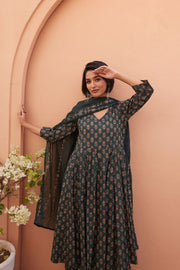 Bagru Green Anarkali Set 1