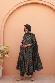 Bagru Green Anarkali Set 4