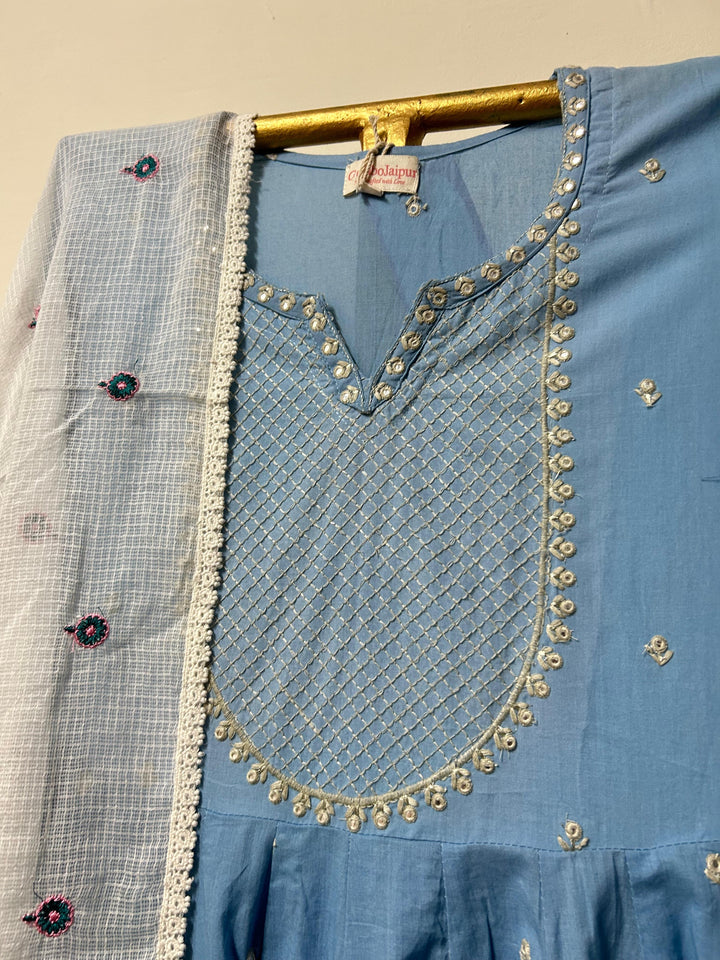ROHEE BLUE ANARKALI SET Gulabo Jaipur