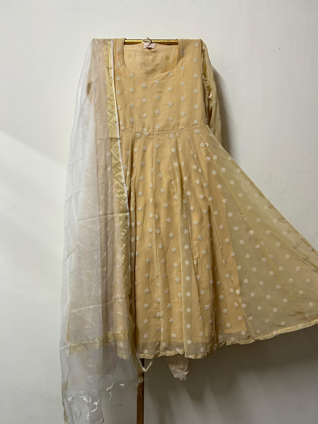 NAAZ BEIGE ANARKALI SET Gulabo Jaipur