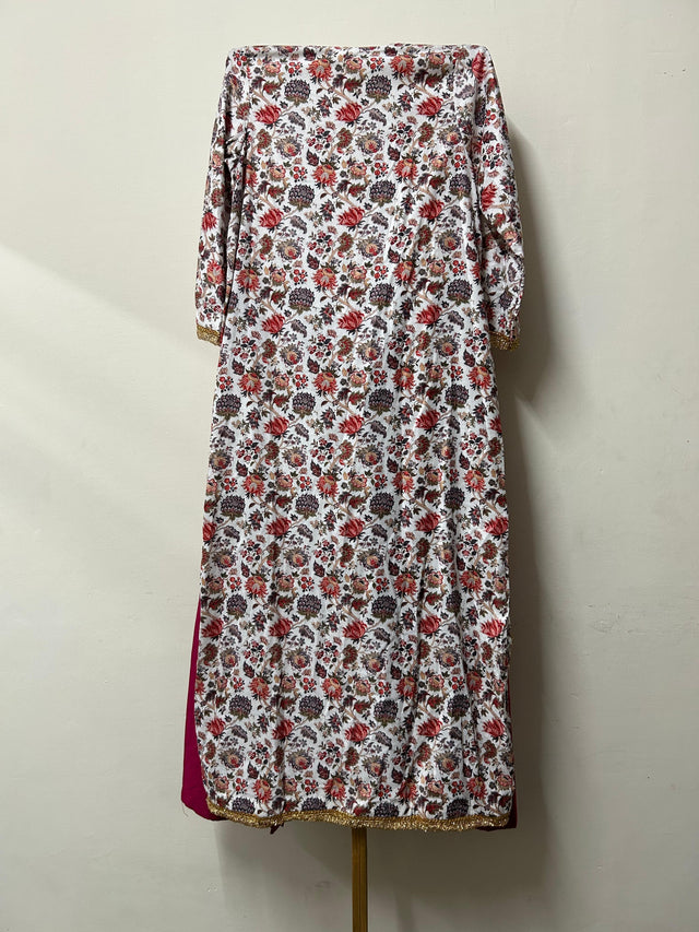 RUHAAN WHITE VELVET STRAIGHT CO-ORD SET