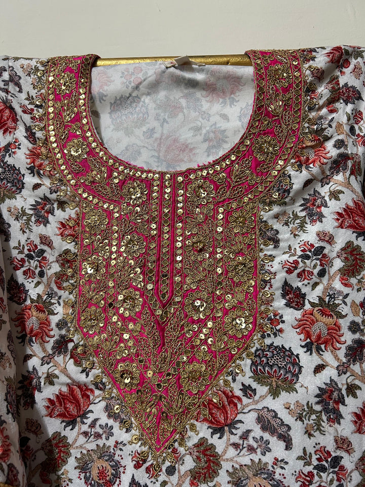 RUHAAN WHITE VELVET STRAIGHT CO-ORD SET Gulabo Jaipur