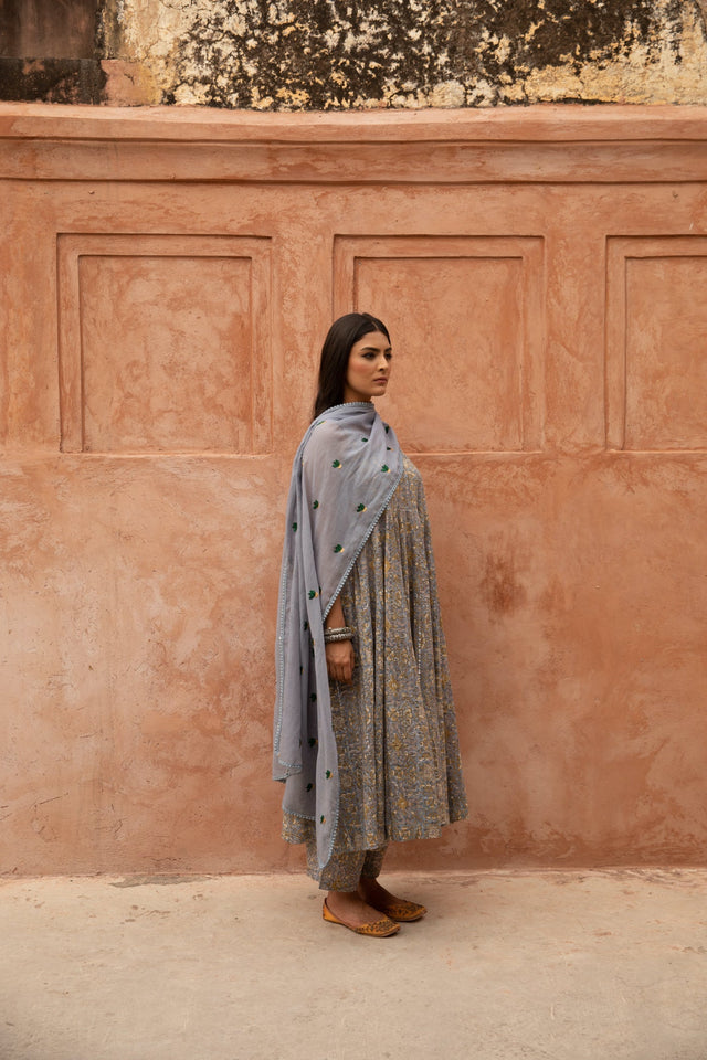 Noorani Blue Anarkali Set