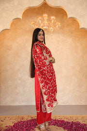 Raazi Red Silk Gota Patti Handwork Straight Kurta Set With Silk Dupatta - view 5