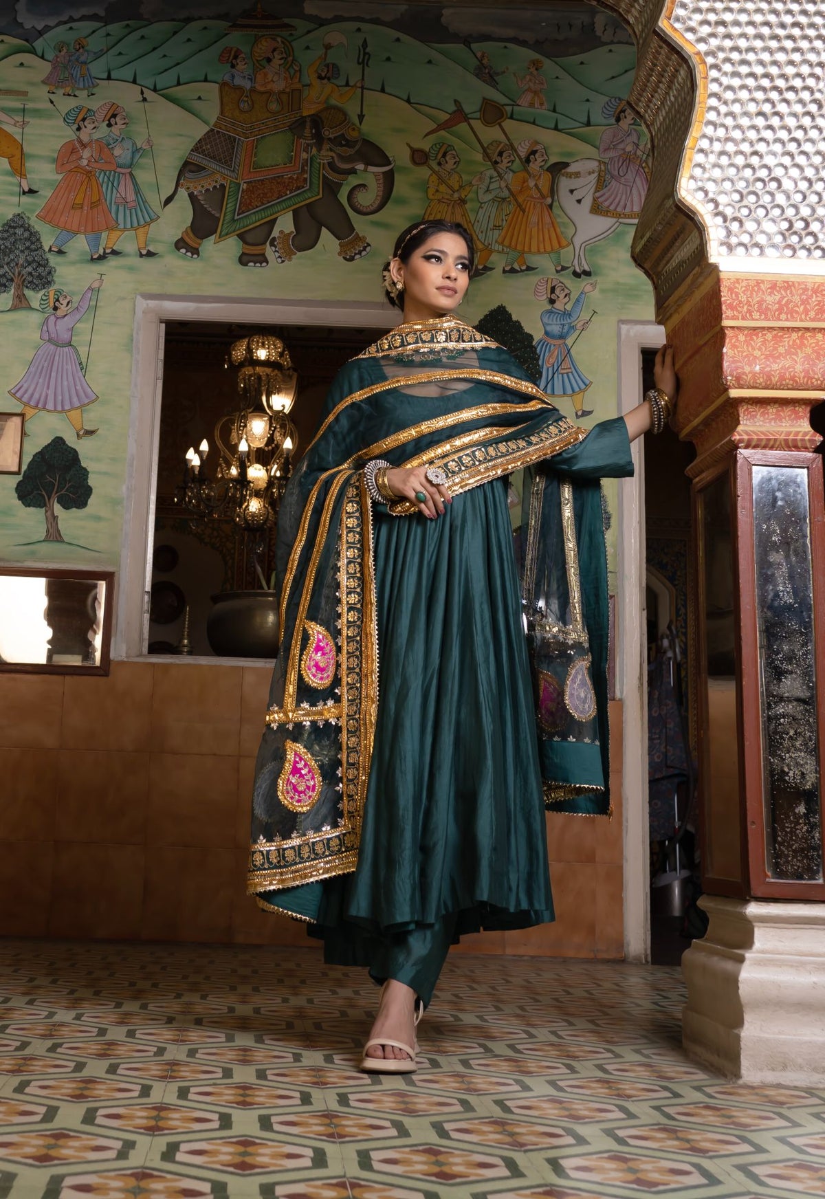 Shri Green Anarkali Set Gulabo Jaipur