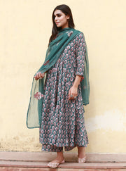 Sunflower Green Anarkali Set 3