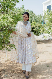 Zuri White Anarkali Set Gulabo Jaipur
