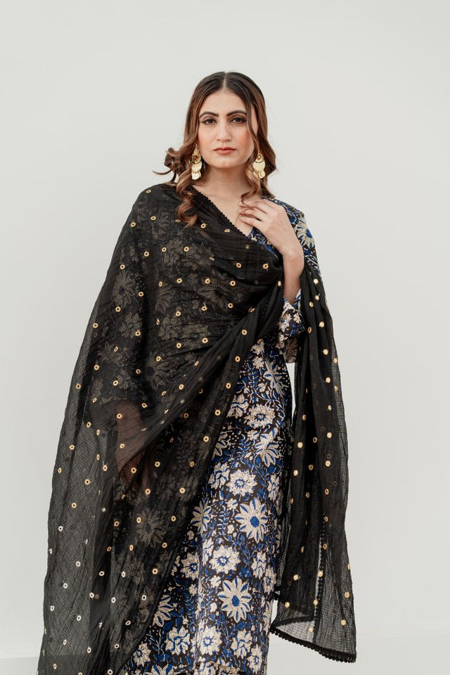 Hania Indigo Black Straight Set
