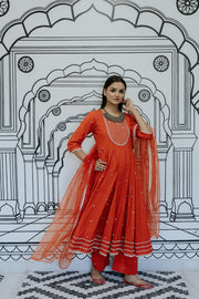 Rohee Red Anarkali Set Gulabo Jaipur