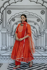 Rohee Red Anarkali Set Gulabo Jaipur
