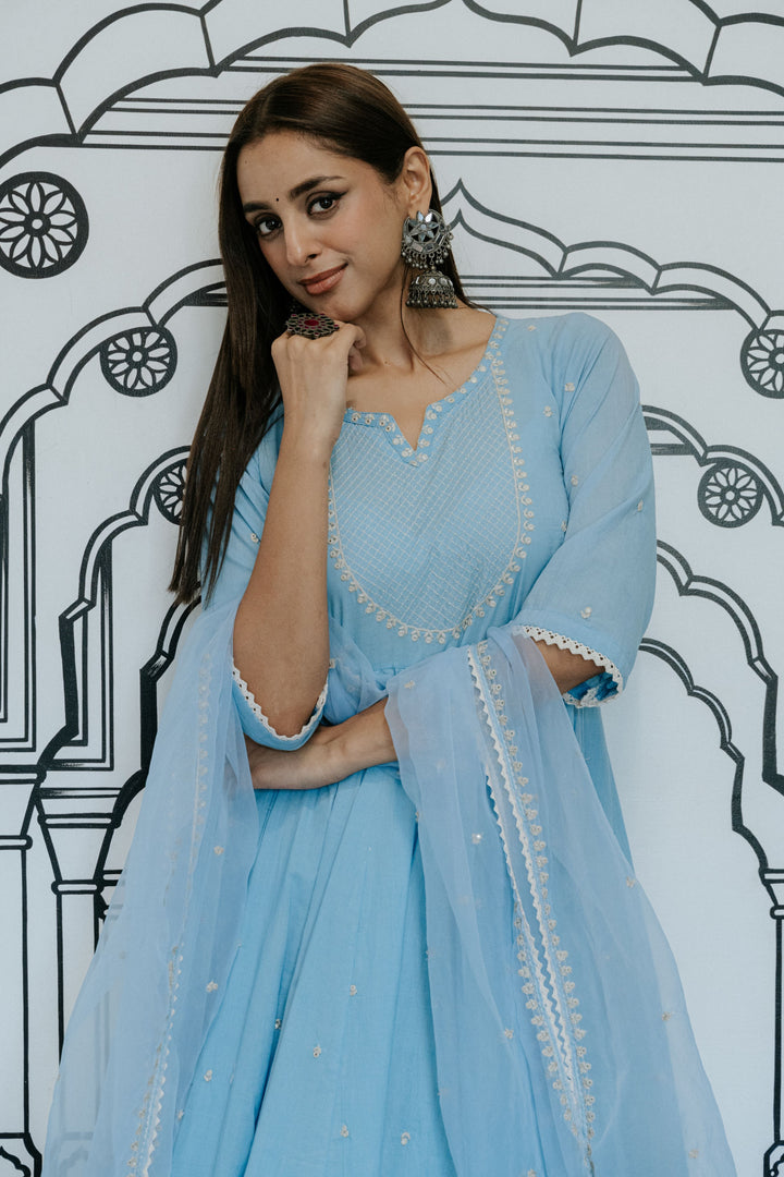 Rohee Blue Anarkali Set