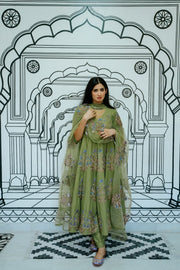 Wafa Green Anarkali Set 1