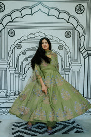 Wafa Green Anarkali Set 7
