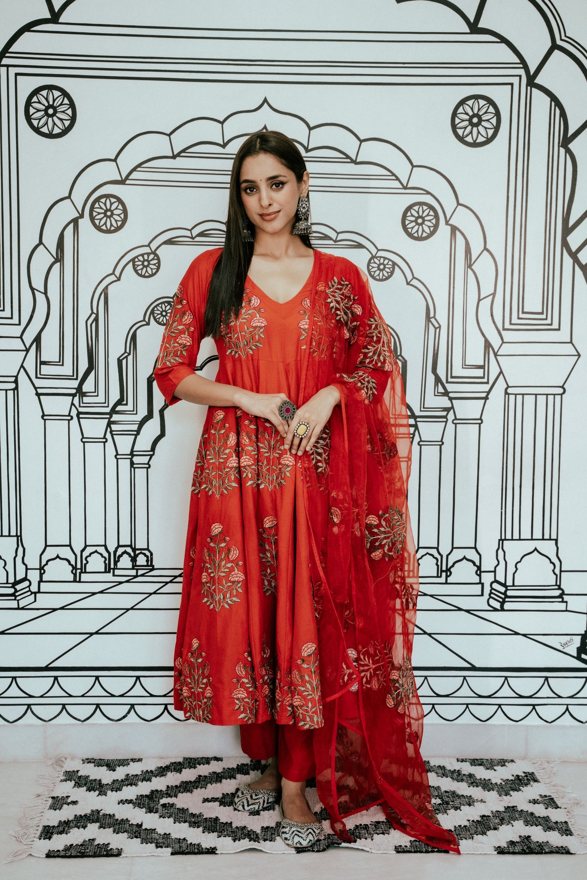 Wafa Red Anarkali Set Gulabo Jaipur