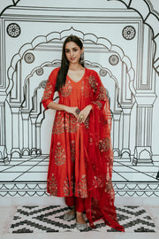 Wafa Red Anarkali Set Gulabo Jaipur