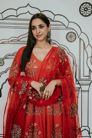Wafa Red Anarkali Set Gulabo Jaipur