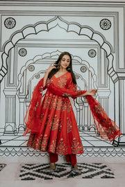 Wafa Red Anarkali Set Gulabo Jaipur