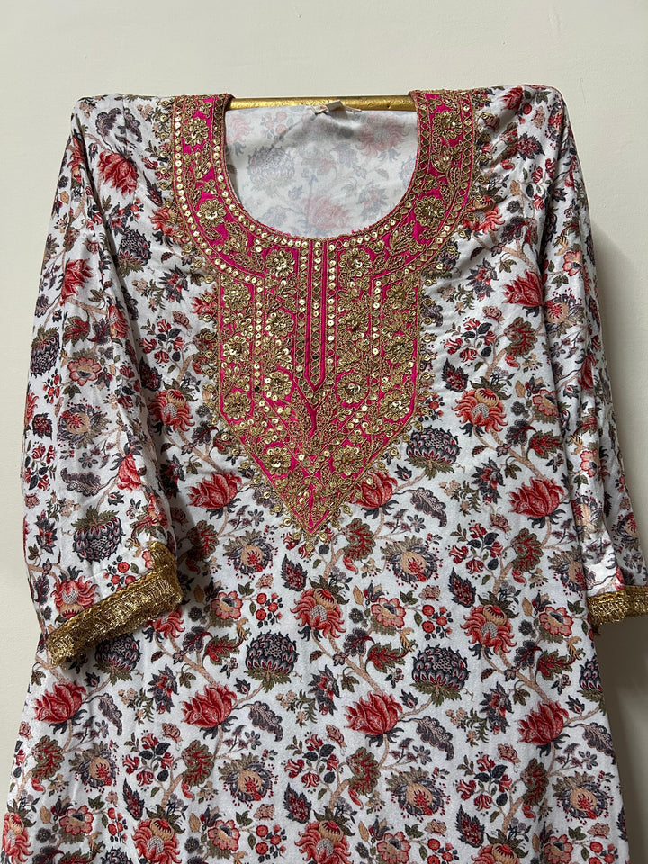 RUHAAN WHITE VELVET STRAIGHT CO-ORD SET Gulabo Jaipur