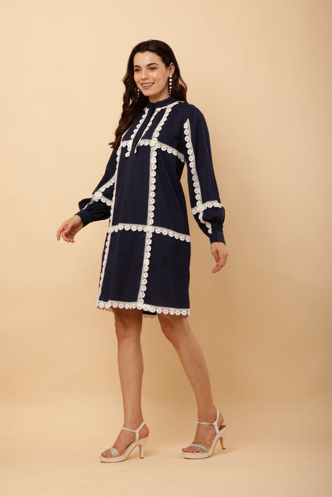 Blue White Lace Dress