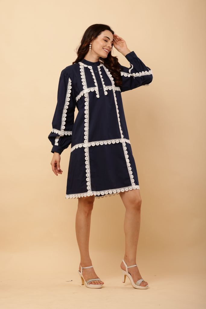 Blue White Lace Dress